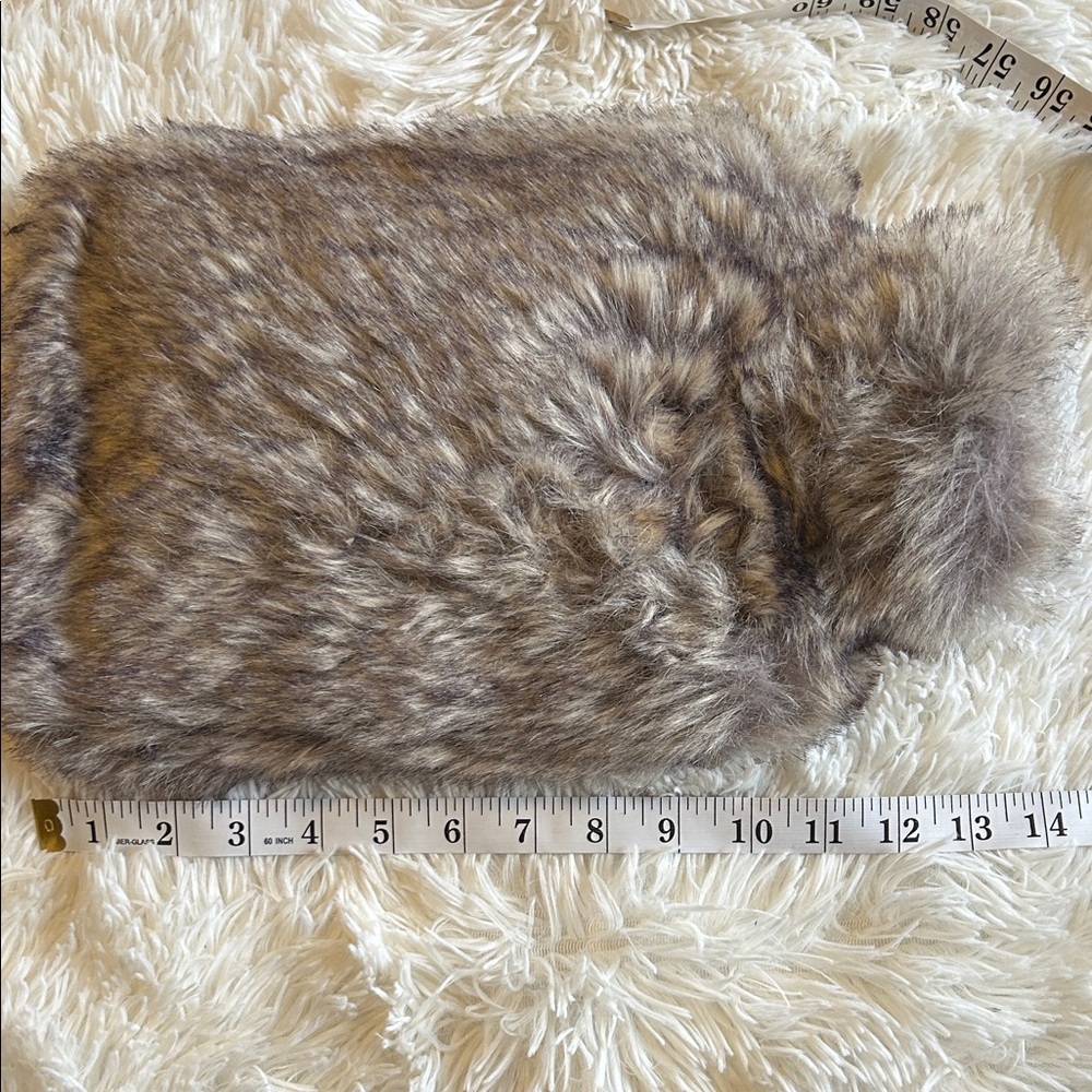 Faux Fur Hot Water Bottle in Beige Gray and Brown blend fur cover - Picture 6 of 7